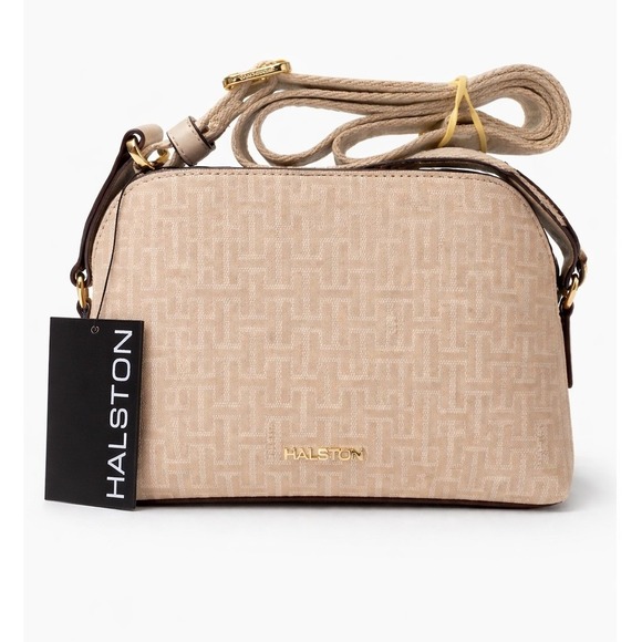 Halston Heritage Handbags - Halston Quincy Monogram Crossbody Bag Beige Gold Q5AEZEA1 NWT